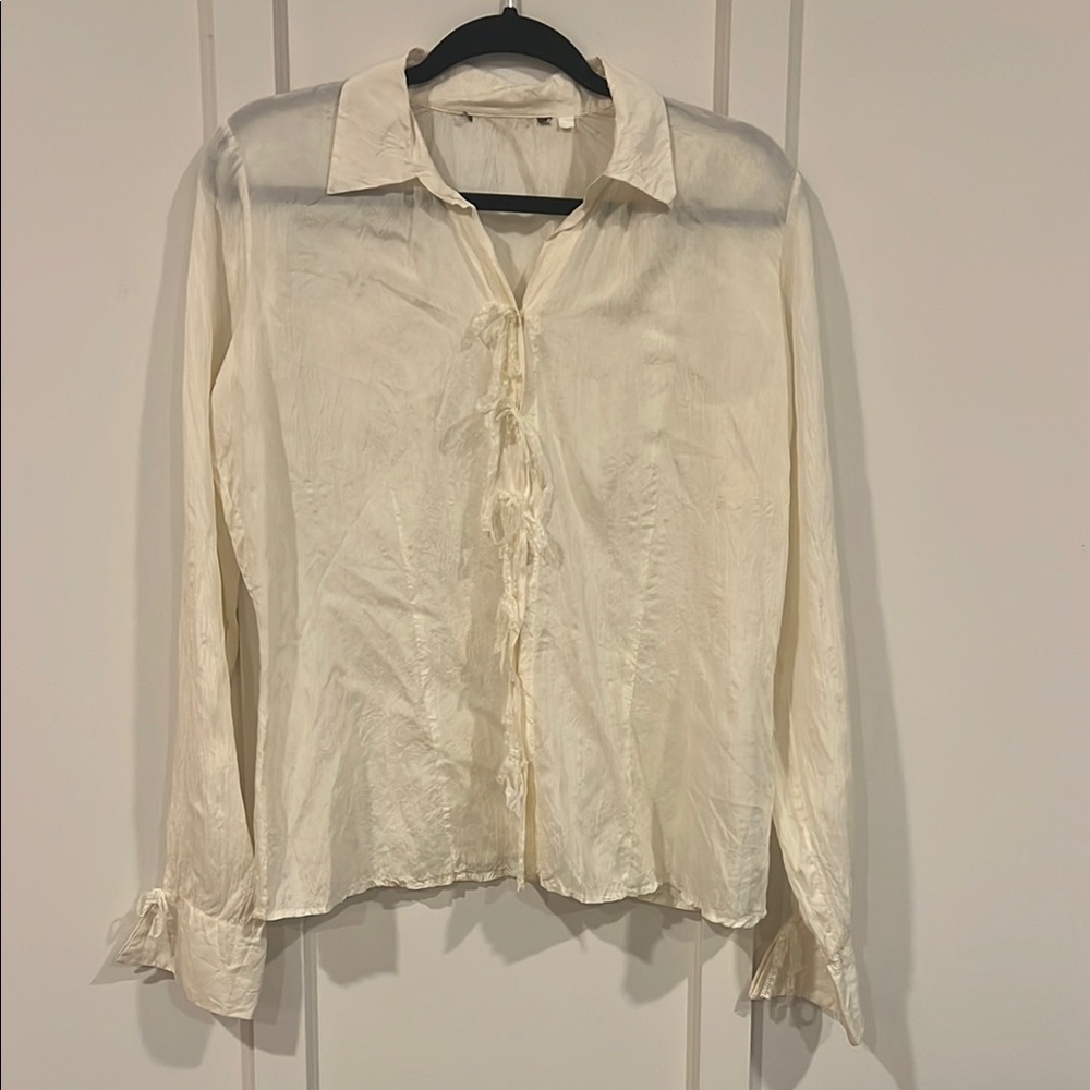 Elegant Vintage Cream Silk Blouse